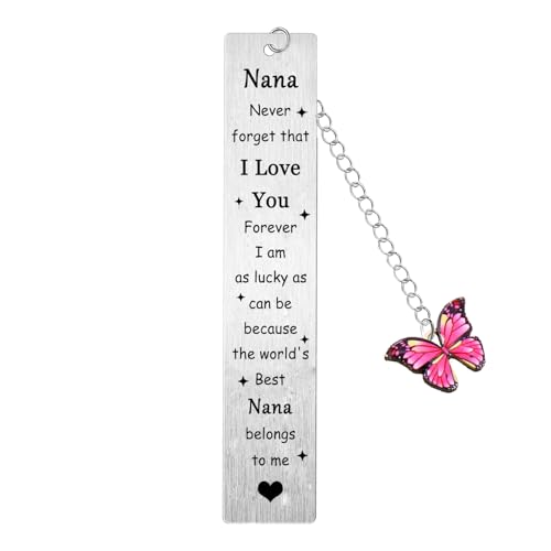 Nana Bookmark Gift for Granddaughter or Grandson - Love Reading Nanny Jewelry Variation of Nana Bookmark