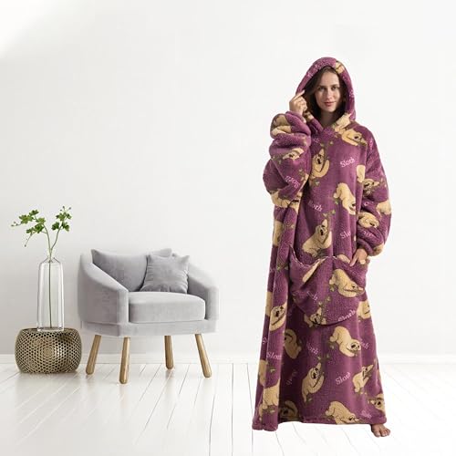 Extra Long Wearable Blanket Hoodie, Cozy Oversized Sweatshirt for Adults