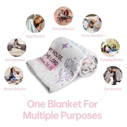 Christian Throw Blanket with Bible Verses, Religious Gift for Women & Girls