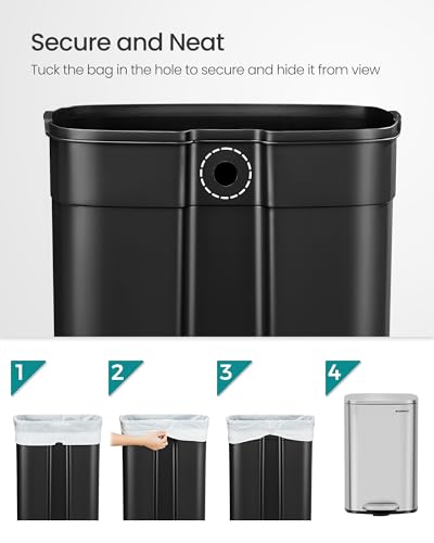 13 Gallon Stainless Steel Trash Can with Step-On Pedal and Soft Close Lid