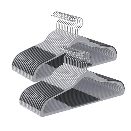 SONGMICS Clothes Hangers, Pack of 30 Plastic Coat Hangers, Space-Saving, Light Gray and Dark Gray UCRP30G