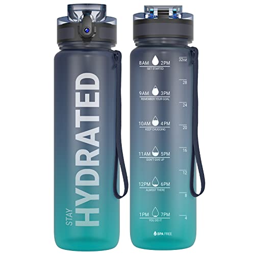32oz Tritan Sports Water Bottle with Time Marker and Fast Flow Lid