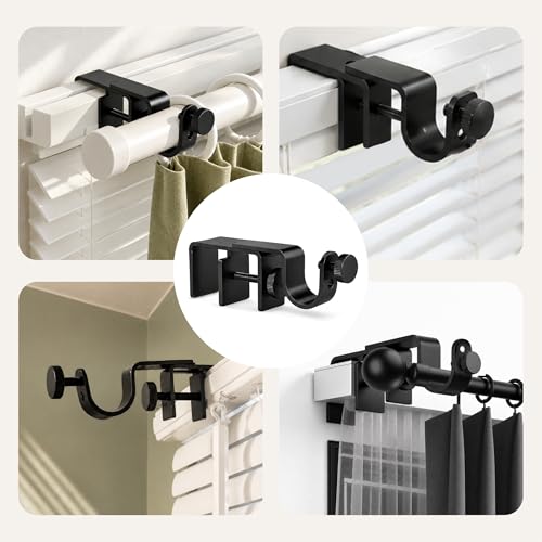 No-Drill Curtain Rod Brackets for Outside-Mount Blinds, 3-Pack