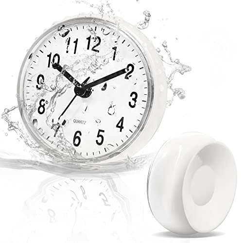 Waterproof Shower Clock with Suction Cup - Silent Battery Operated Wall Clock