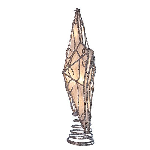 Kurt Adler 12-Inch Metal Trimmed Capiz Star Treetop with Lights, Indoor Holiday Decor