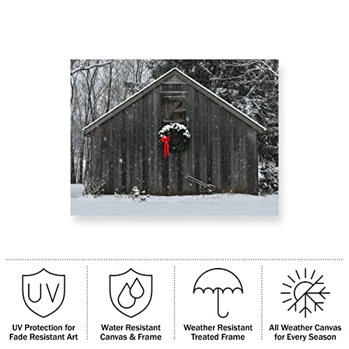 Trademark Fine Art Christmas Barn in the Snow Outdoor Canvas by Kurt Shaffer 35x47 - Gallery Wrapped