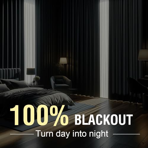 H.VERSAILTEX 100% Blackout Curtain for Bedroom 84 Inches Long Grommet Linen Face Full Light Blocking Curtain Drape for Living Room Thermal Insulated Linen Look Curtain 1 Panel, 52" W x 84" L, Dove