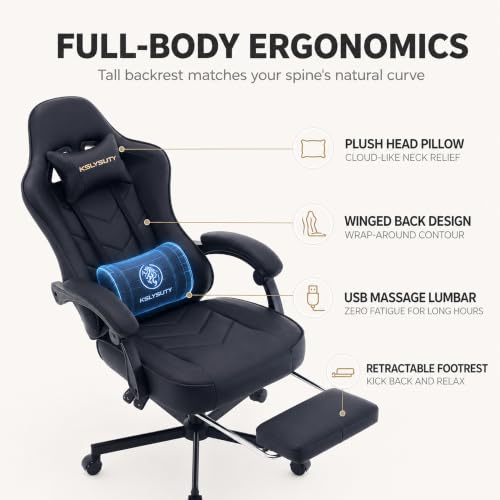Ergonomic High Back Gaming Chair with Footrest and Lumbar Support
