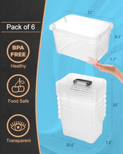 Clear Plastic Storage Bins with Lids 6-Pack, 7 Quart Stackable Organizers
