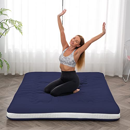 Extra Thick Japanese Floor Futon Mattress, 4.7-Inch Folding Bed Topper