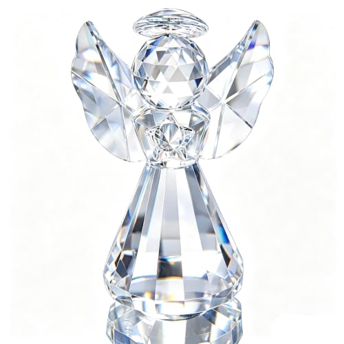 Clear 3'' Crystal Guardian Angel Figurine Gift for Women Christmas Decoration