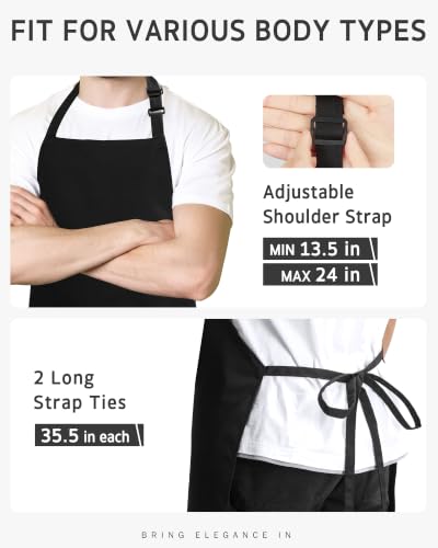 Adjustable Chef Apron with Pockets - Heavy Duty BBQ & Cooking Apron