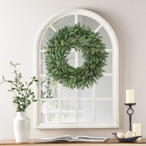 22-Inch Artificial Olive Wreath for Front Door, All-Season Greenery