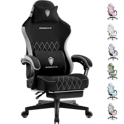 Ergonomic Fabric Gaming Chair with Footrest and Lumbar Support