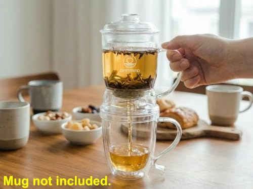 OMMMIND Clear Glass Tea Infuser for Loose Leaf Tea - 15.2 oz, Without Mug