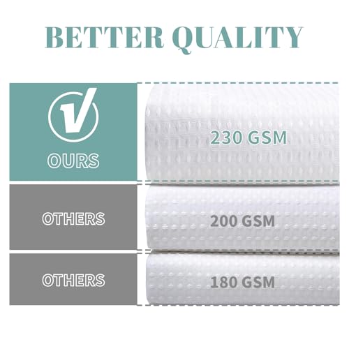Waffle Weave Shower Curtain with Snap-in Liner, 71x74 Inch, White