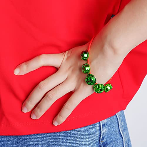 Christmas Jingle Bell Bracelets Set - Adjustable Metal Wrist Bands for Holiday Party