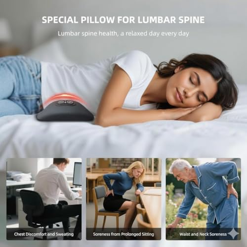 Ergonomic Lumbar Support Cushion with Heat & Vibration - Portable Back Pillow for Chair & Sofa