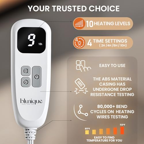Heated Blanket Throw - Fast Heating Electric Blanket, 10 Settings