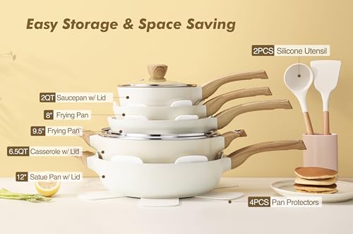 14-Piece Non-Toxic Ceramic Cookware Set - Induction Pots and Pans