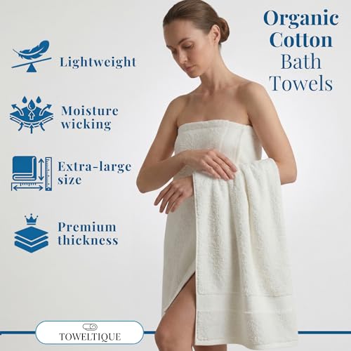 Extra Large Organic Cotton Bath Sheets - 700 GSM Jumbo Towels, 2-Pack