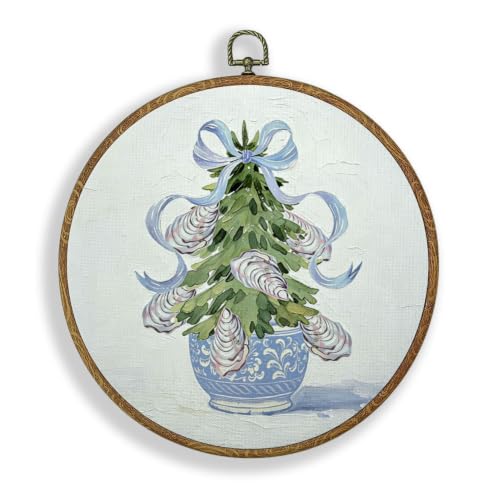 LRTOFUTEY Chinoiserie Christmas Oyster Tree Wall Art 10x10 Inch – Variation Oyster-02