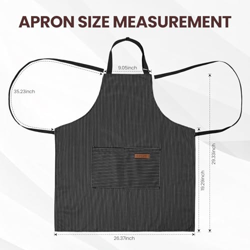 Adjustable Bib Apron with Pockets - 2 Pack Kitchen Cooking Aprons