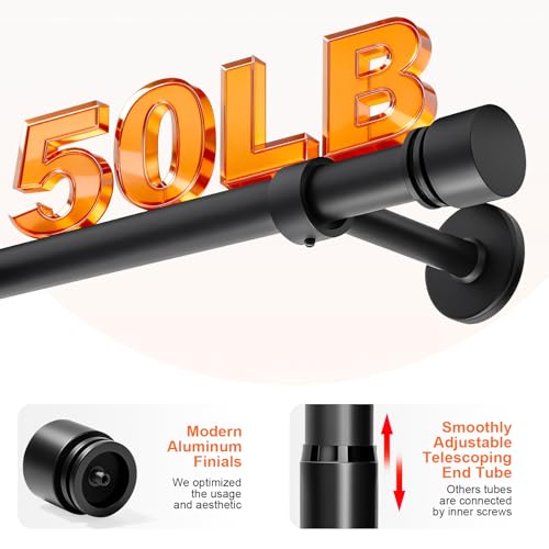 Heavy-Duty Extra Long Curtain Rod 144-240 Inches, Adjustable Metal Drapery Rod