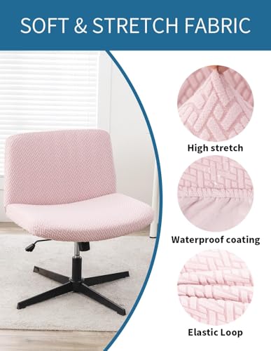 Elastic Armless Chair Cover - Super Stretchy Slipcover for Accent Chair (Pink)