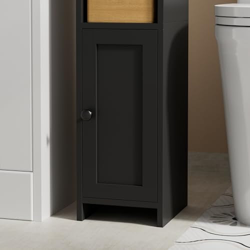 Slim Bathroom Storage Cabinet, Narrow Corner Floor Organizer with Door