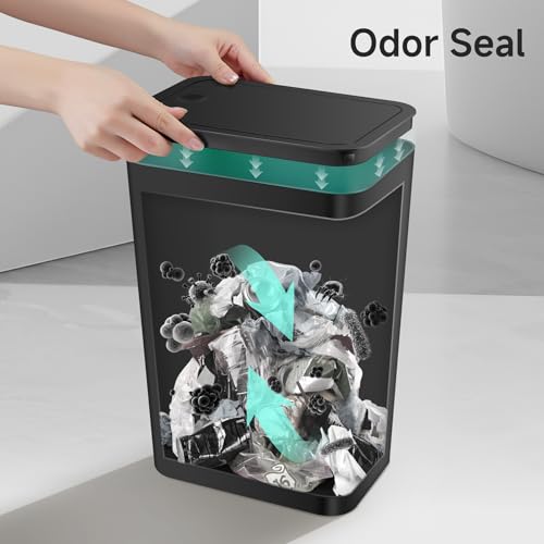 Bathroom Trash Can with Lid 4 Gallon Slim Plastic Wastebasket