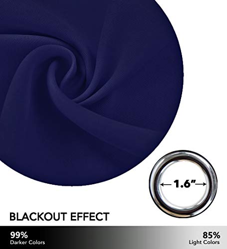 Blue Hollow Star Blackout Curtain for Kids Room, 52 x 63 Inch Panel