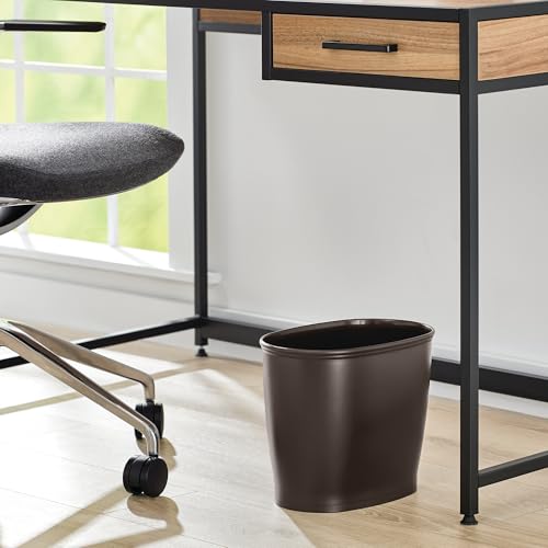 Slim Plastic Trash Can for Bathroom and Office, Bronze 2.1 Gallon