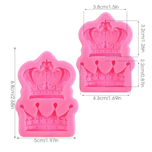Silicone Crown Fondant Molds 2pcs for Cake Decorating & Candy Making