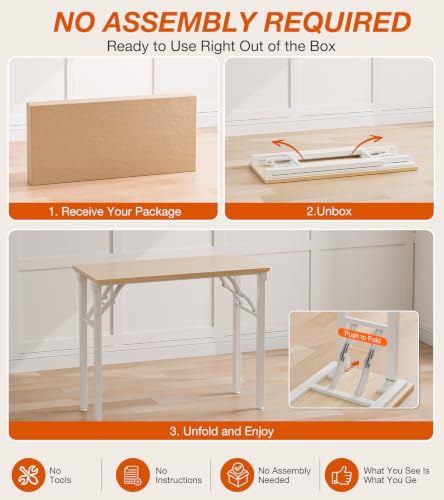 36-inch Foldable Desk, No Assembly Compact Computer Table for Small Spaces