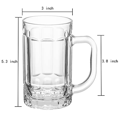 4-Pack Heavy Beer Mugs, 14 oz Large Glass Steins with Handle