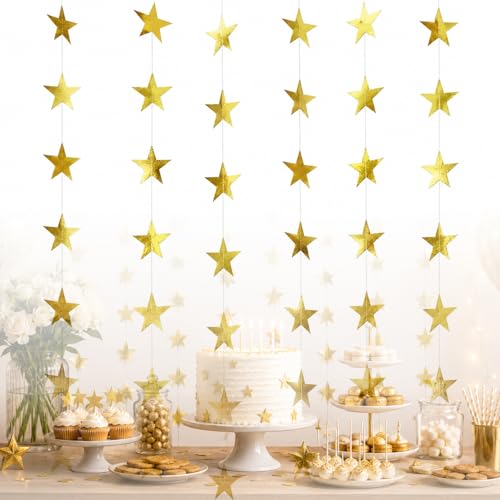 Gold Star Garland 156ft Hanging Banner for Party Decorations