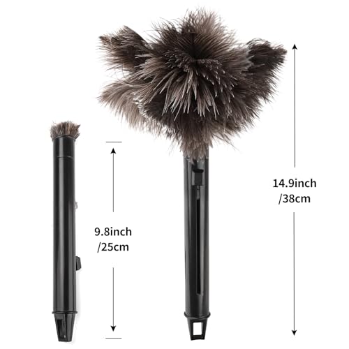 Retractable Genuine Ostrich Feather Duster - Anti-Static Handheld Cleaning Tool