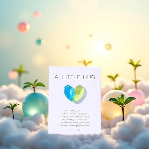 Heart Pocket Hug Tokens with Greeting Cards - Inspirational Gift for Women, Kids, Family, Christmas & Birthday