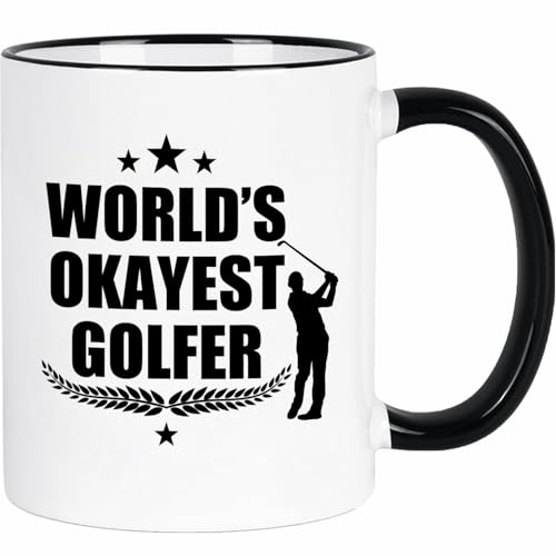 World’s Okayest Golfer Mug - 11 oz Funny Coffee Cup for Dad Husband