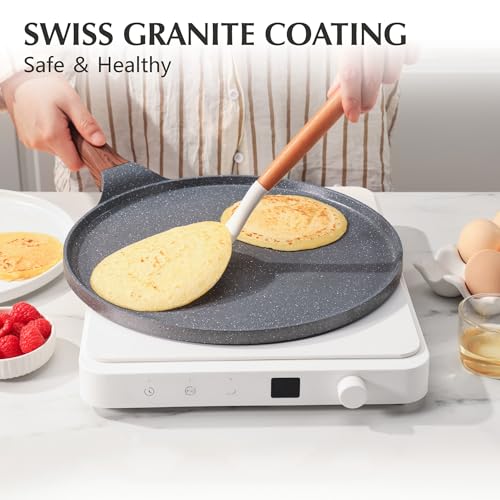10-Inch Nonstick Crepe Pan - Granite Coating Flat Skillet Dosa Tawa