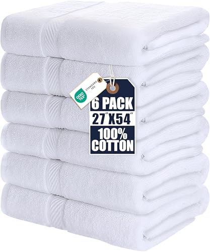 Utopia Towels 6 Pack White Bath Towels, 24x48 in Cotton