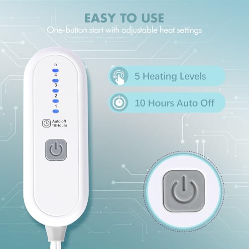 Electric Heated Blanket Twin Size - Soft, Washable, 5 Heat Settings