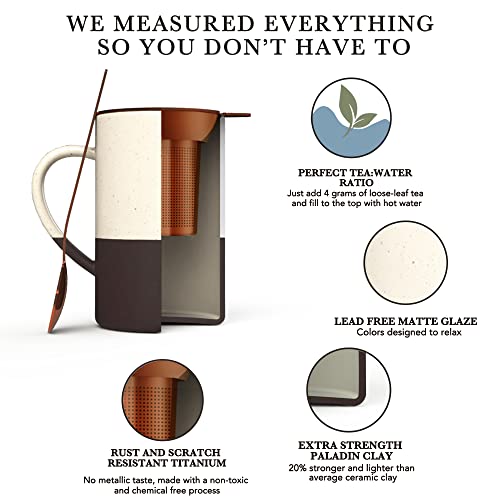 Garnet Mora Ceramics Tea Mug with Infuser & Lid - 12 oz, Microwave & Dishwasher Safe