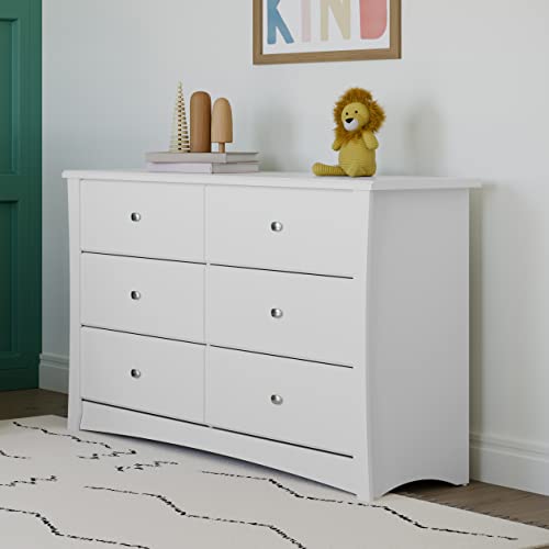 6-Drawer Nursery Dresser, Wood Storage Chest for Kids Bedroom, White
