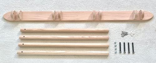 Natural Oak Wall Quilt Rack with 4 Movable Swing Arms - 52-Inch Display