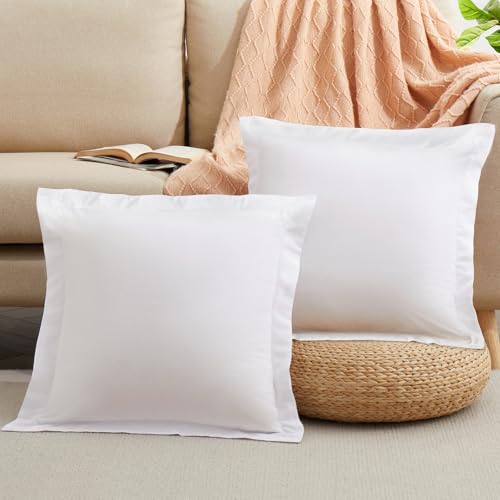White Microfiber Throw Pillow Covers - 20 x 20 Inches, Set of 2