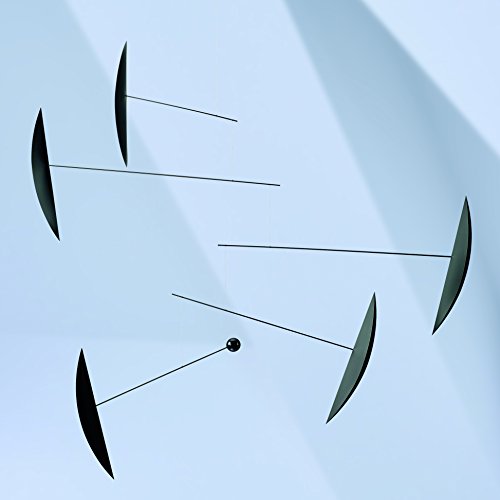Black Hanging Mobile - 40 Inch Handmade Danish Steel & Plastic Decor