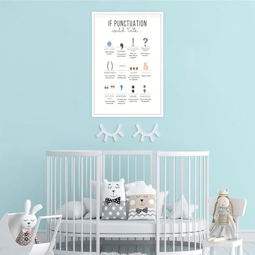 Grammar Punctuation Canvas Wall Art Boho Classroom Poster 12x16in
