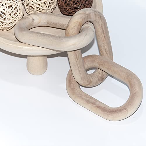 3-Link Wood Chain Decor, Natural Paulownia Wood Knot for Coffee Table